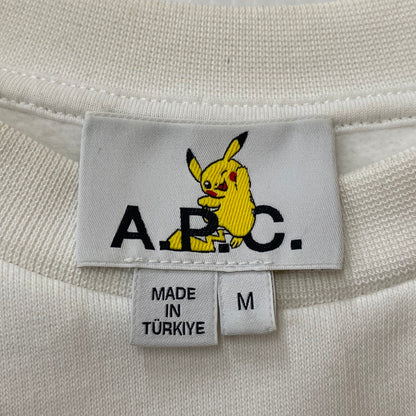 【中古品】【メンズ】 A.P.C. アーペーセー × POKEMON ポケモン 別注 コラボ L/S CREWNECK SWEAT SHIRT ロングスリーブ クルーネック スウェット シャツ 長袖 トップス トレーナー 141-251208-yy-07-tei サイズ：M カラー：ホワイト 万代Net店