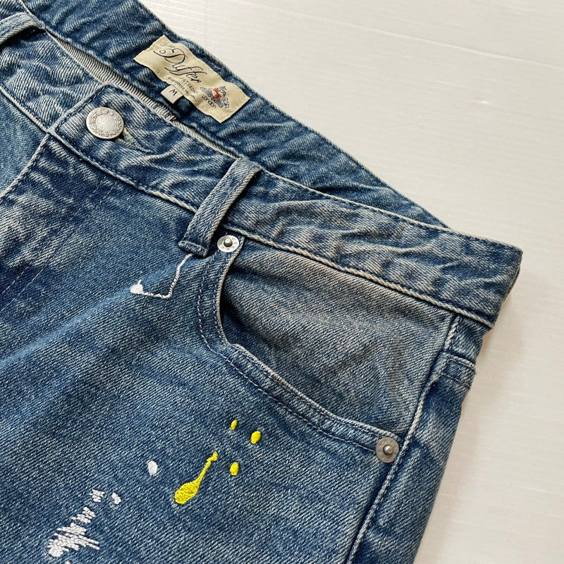 【中古品】【メンズ】 The DUFFER of ST.GEORGE ザダファーオブセントジョージ SLIM FIT DENIM ダファー レザー プロセスト エンブロイダリー スリム フィット デニム ボトムス 158-620618-sa-09-tei サイズ：M カラー：インディゴ 万代Net店