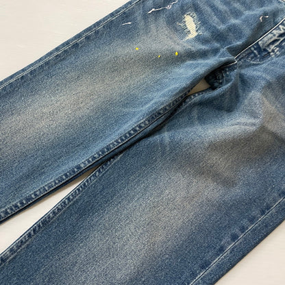 【中古品】【メンズ】 The DUFFER of ST.GEORGE ザダファーオブセントジョージ SLIM FIT DENIM ダファー レザー プロセスト エンブロイダリー スリム フィット デニム ボトムス 158-620618-sa-09-tei サイズ：M カラー：インディゴ 万代Net店