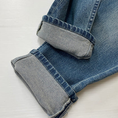 【中古品】【メンズ】 The DUFFER of ST.GEORGE ザダファーオブセントジョージ SLIM FIT DENIM ダファー レザー プロセスト エンブロイダリー スリム フィット デニム ボトムス 158-620618-sa-09-tei サイズ：M カラー：インディゴ 万代Net店