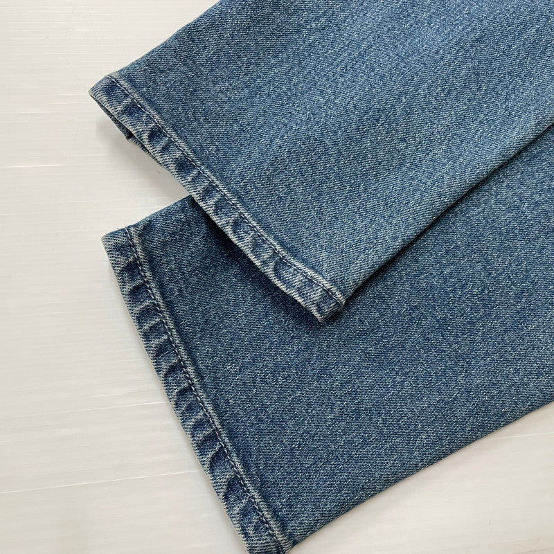 【中古品】【メンズ】 The DUFFER of ST.GEORGE ザダファーオブセントジョージ SLIM FIT DENIM ダファー レザー プロセスト エンブロイダリー スリム フィット デニム ボトムス 158-620618-sa-09-tei サイズ：M カラー：インディゴ 万代Net店