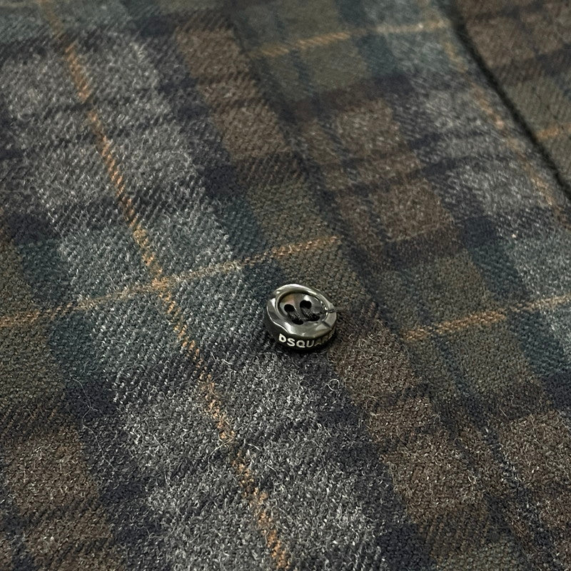 【中古品】【メンズ】 DSQUARED2 ディースクエアード WOOL CHECK L/S SHIRT ウール チェック ロングスリーブ シャツ 長袖 トップス 141-260119-yy-02-fuz サイズ：46 カラー：グレー 万代Net店