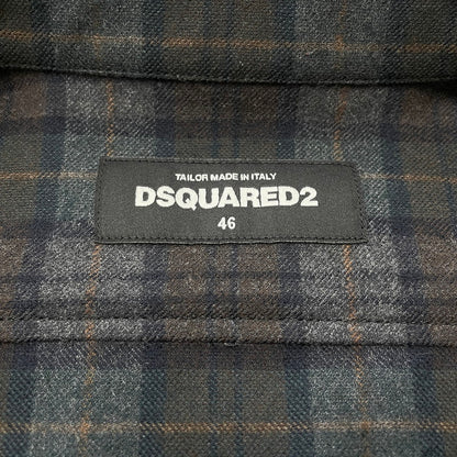 【中古品】【メンズ】 DSQUARED2 ディースクエアード WOOL CHECK L/S SHIRT ウール チェック ロングスリーブ シャツ 長袖 トップス 141-260119-yy-02-fuz サイズ：46 カラー：グレー 万代Net店