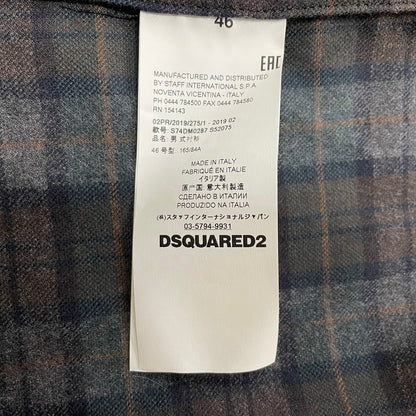 【中古品】【メンズ】 DSQUARED2 ディースクエアード WOOL CHECK L/S SHIRT ウール チェック ロングスリーブ シャツ 長袖 トップス 141-260119-yy-02-fuz サイズ：46 カラー：グレー 万代Net店