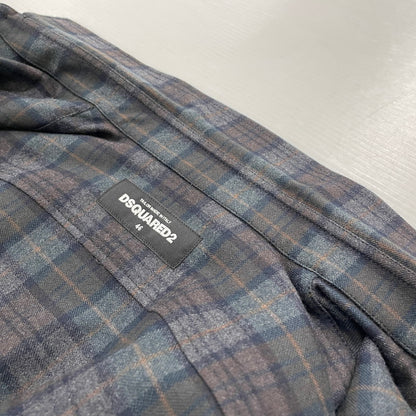 【中古品】【メンズ】 DSQUARED2 ディースクエアード WOOL CHECK L/S SHIRT ウール チェック ロングスリーブ シャツ 長袖 トップス 141-260119-yy-02-fuz サイズ：46 カラー：グレー 万代Net店