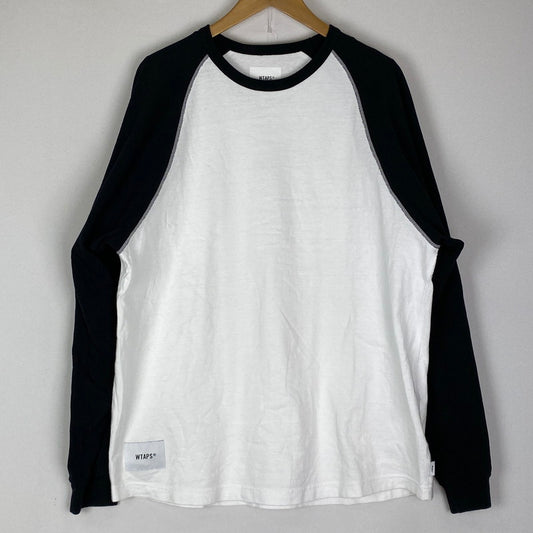 【中古品】【メンズ】 WTAPS ダブルタップス 24AW IAN LS COTTON TEE 242ATDT-CSM11 ラグラン ロングスリーブ コットン Tシャツ 長袖 トップス 142-251208-yy-04-tei サイズ：03 カラー：ブラックホワイト 万代Net店