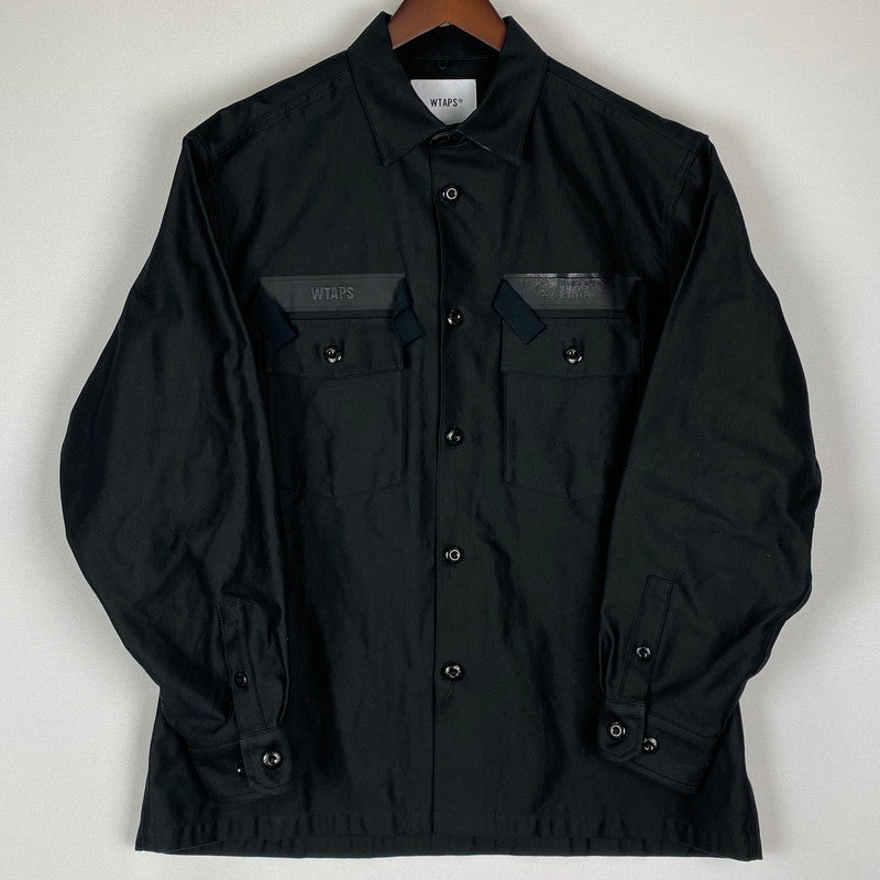 【中古品】【メンズ】 WTAPS ダブルタップス 24SS CBW 01 LS COTTON SATIN IDENTITY 241CWDT-SHM02 CBW 01 ロングスリーブ コットン サテン アイデンティティ 長袖 トップス シャツジャケット 142-251208-yy-10-tei サイズ：3 カラー：ブラック 万代Net店