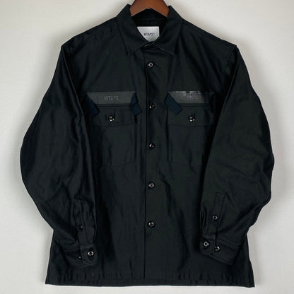 【中古品】【メンズ】 WTAPS ダブルタップス 24SS CBW 01 LS COTTON SATIN IDENTITY 241CWDT-SHM02 CBW 01 ロングスリーブ コットン サテン アイデンティティ 長袖 トップス シャツジャケット 142-251208-yy-10-tei サイズ：3 カラー：ブラック 万代Net店