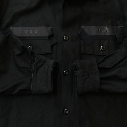 【中古品】【メンズ】 WTAPS ダブルタップス 24SS CBW 01 LS COTTON SATIN IDENTITY 241CWDT-SHM02 CBW 01 ロングスリーブ コットン サテン アイデンティティ 長袖 トップス シャツジャケット 142-251208-yy-10-tei サイズ：3 カラー：ブラック 万代Net店