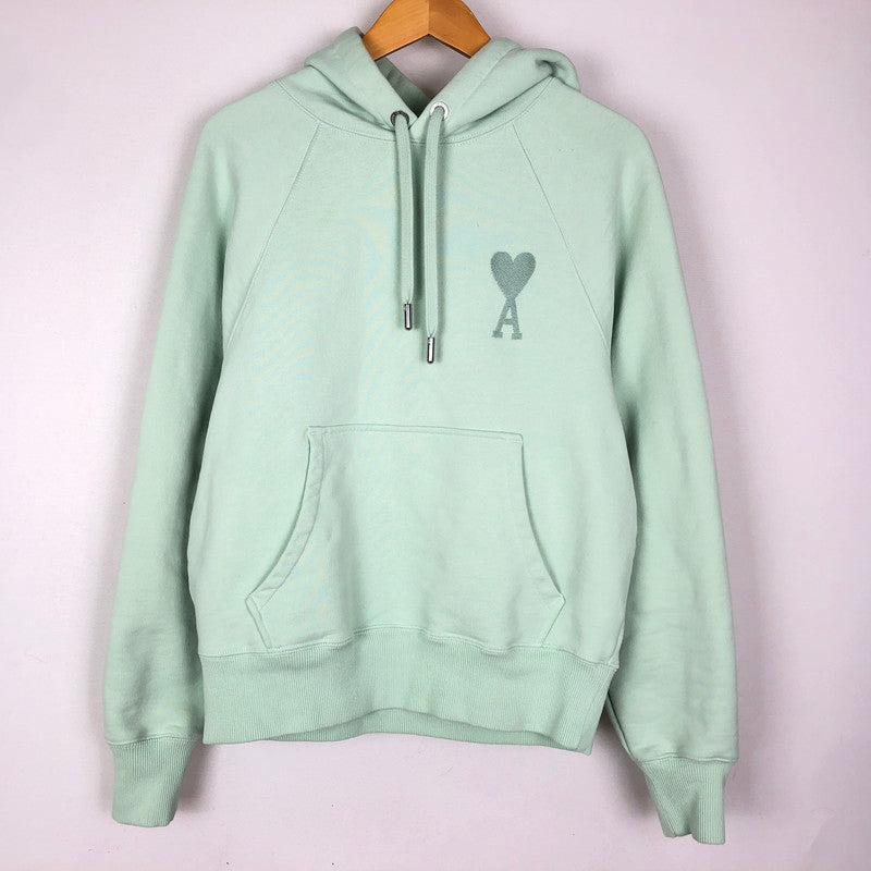 【中古品】【メンズ】 AMI Alexandre Mattiussi アミ アレクサンドル マテュッシ DE COEUR LOGO HOODIE E22USW202.747 ロゴ フーディ トップス プルオーバーパーカー 141-251209-ts-17-tei サイズ：XS カラー：ライトグリーン 万代Net店