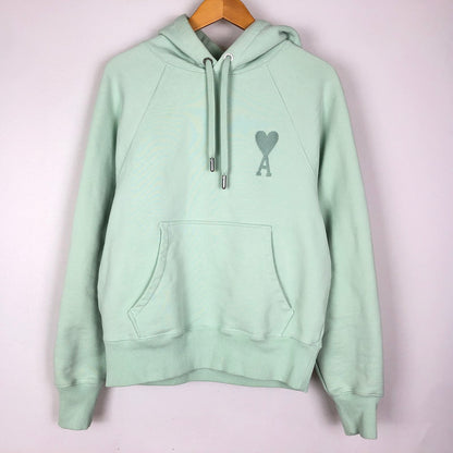 【中古品】【メンズ】 AMI Alexandre Mattiussi アミ アレクサンドル マテュッシ DE COEUR LOGO HOODIE E22USW202.747 ロゴ フーディ トップス プルオーバーパーカー 141-251209-ts-17-tei サイズ：XS カラー：ライトグリーン 万代Net店