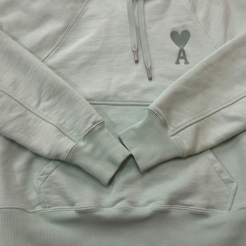 【中古品】【メンズ】 AMI Alexandre Mattiussi アミ アレクサンドル マテュッシ DE COEUR LOGO HOODIE E22USW202.747 ロゴ フーディ トップス プルオーバーパーカー 141-251209-ts-17-tei サイズ：XS カラー：ライトグリーン 万代Net店