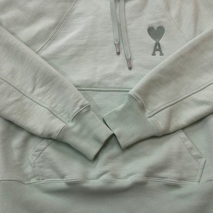 【中古品】【メンズ】 AMI Alexandre Mattiussi アミ アレクサンドル マテュッシ DE COEUR LOGO HOODIE E22USW202.747 ロゴ フーディ トップス プルオーバーパーカー 141-251209-ts-17-tei サイズ：XS カラー：ライトグリーン 万代Net店