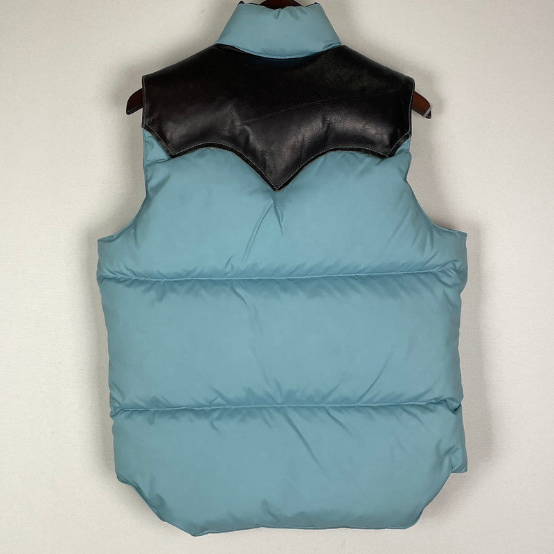 【中古品】【メンズ】 Rocky Mountain FeatherBed ロッキーマウンテンフェザーベッド LEATHER-PANEL DOWN VEST 450-452-01 レザーパネル ダウンベスト ライトアウター 144-251211-yy-15-tei サイズ：38 カラー：ブルー 万代Net店
