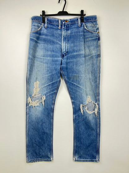 【現状渡し品】【メンズ】 WRANGLER ラングラー DAMAGE DENIM PANTS ダメージ デニムパンツ ボトムス ジーンズ 156-260830-kk-10-hon サイズ：表記消え 下記参照 カラー：ライトインディゴ 万代Net店