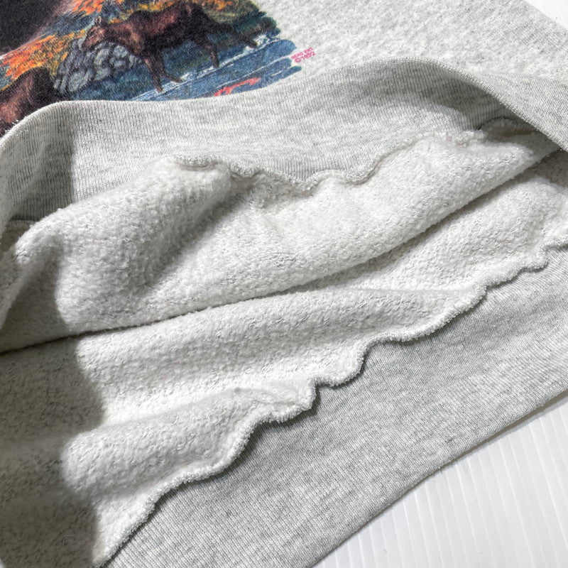 【中古品】【メンズ】 FRUIT OF THE LOOM フルーツ オブ ザ ルーム 90's ELK PRINT SWEAT 90年代 エルク プリント スウェット 長袖 トップス トレーナー 145-260828-yo-15-teih サイズ：L カラー：グレー 万代Net店