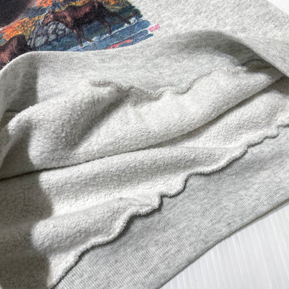 【中古品】【メンズ】 FRUIT OF THE LOOM フルーツ オブ ザ ルーム 90's ELK PRINT SWEAT 90年代 エルク プリント スウェット 長袖 トップス トレーナー 145-260828-yo-15-teih サイズ：L カラー：グレー 万代Net店