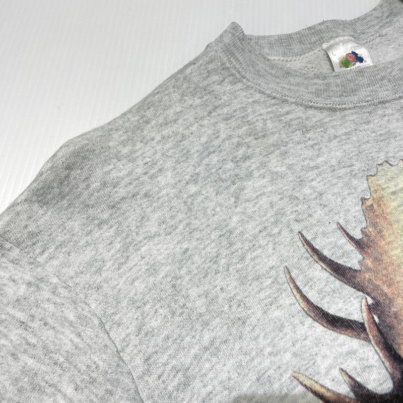 【中古品】【メンズ】 FRUIT OF THE LOOM フルーツ オブ ザ ルーム 90's ELK PRINT SWEAT 90年代 エルク プリント スウェット 長袖 トップス トレーナー 145-260828-yo-15-teih サイズ：L カラー：グレー 万代Net店