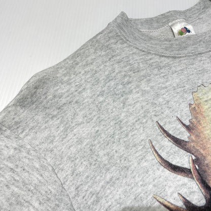 【中古品】【メンズ】 FRUIT OF THE LOOM フルーツ オブ ザ ルーム 90's ELK PRINT SWEAT 90年代 エルク プリント スウェット 長袖 トップス トレーナー 145-260828-yo-15-teih サイズ：L カラー：グレー 万代Net店