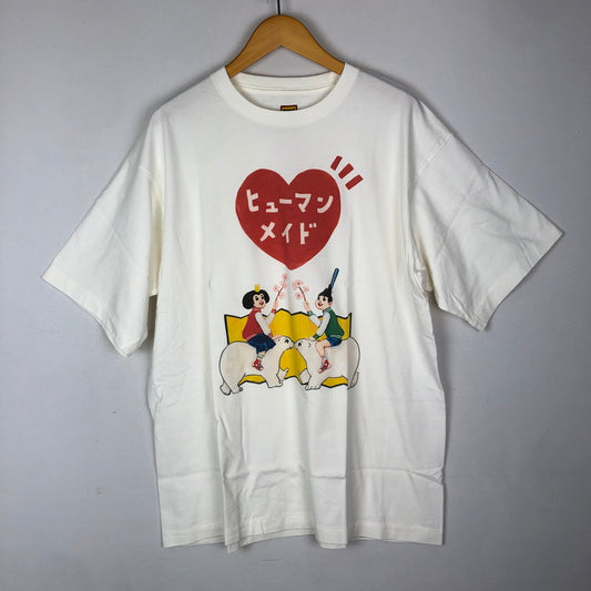 【中古品】【メンズ/レディース】 HUMANMADE ヒューマンメイド × KEIKO SOOTOME 五月女 ケイ子 別注 コラボ S/S T-SHIRT TE27TE004 ショートスリーブ Tシャツ 半袖 トップス 142-251212-ks-08-tei サイズ：2XL カラー：ホワイト 万代Net店