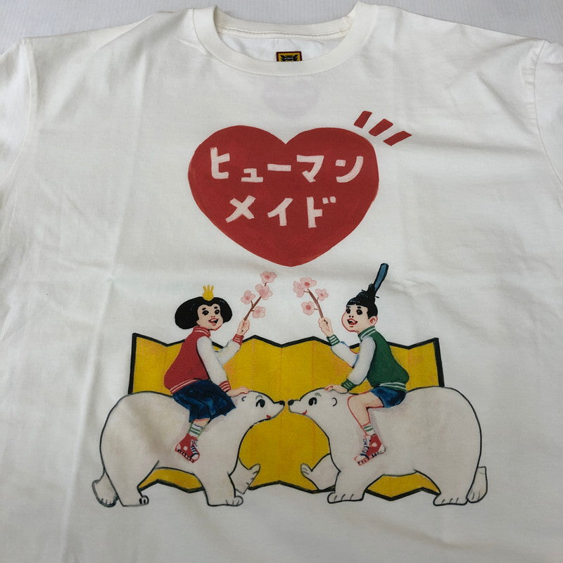 【中古品】【メンズ/レディース】 HUMANMADE ヒューマンメイド × KEIKO SOOTOME 五月女 ケイ子 別注 コラボ S/S T-SHIRT TE27TE004 ショートスリーブ Tシャツ 半袖 トップス 142-251212-ks-08-tei サイズ：2XL カラー：ホワイト 万代Net店