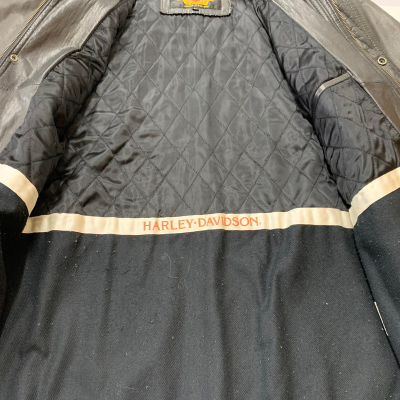 【中古品】【メンズ】 HARLEY DAVIDSON ハーレーダビッドソン RAM LEATHER JACKET H-102 ラム レザー ジャケット アウター 革 145-251214-ts-13-fuz サイズ：L カラー：ブラック/ブラウン 万代Net店