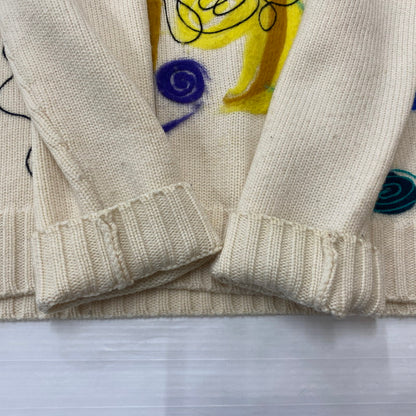 【中古品】【メンズ】 FENDI フェンディ WOOL KNIT SWEATER FZY46 ウール ニット セーター 長袖 トップス アート刺繍 141-260529-sm-02-otoh カラー：アイボリー系 万代Net店