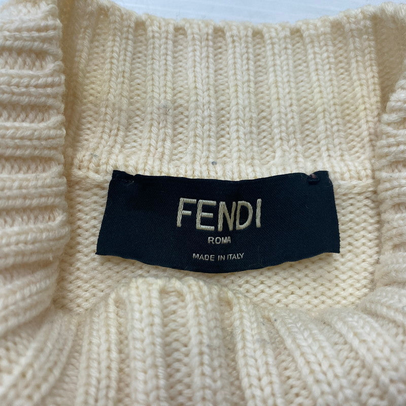 【中古品】【メンズ】 FENDI フェンディ WOOL KNIT SWEATER FZY46 ウール ニット セーター 長袖 トップス アート刺繍 141-260529-sm-02-otoh カラー：アイボリー系 万代Net店