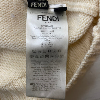 【中古品】【メンズ】 FENDI フェンディ WOOL KNIT SWEATER FZY46 ウール ニット セーター 長袖 トップス アート刺繍 141-260529-sm-02-otoh カラー：アイボリー系 万代Net店