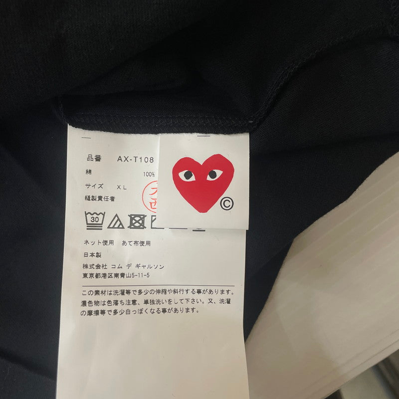 【中古品】【メンズ/レディース】 PLAY COMME des GARCONS プレイコムデギャルソン RED EMBLEM HEART S/S TEE AX-T108 レッド エンブレム ハート ショートスリーブ Tシャツ トップス 半袖 140-251220-ts-01-tei サイズ：XL カラー：ブラック 万代Net店