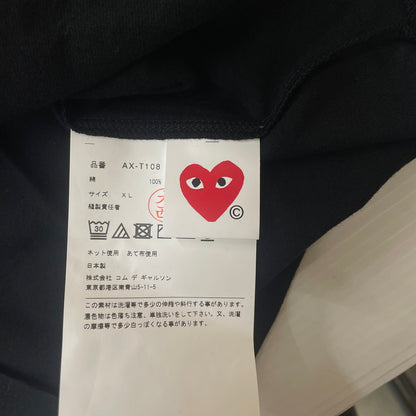 【中古品】【メンズ/レディース】 PLAY COMME des GARCONS プレイコムデギャルソン RED EMBLEM HEART S/S TEE AX-T108 レッド エンブレム ハート ショートスリーブ Tシャツ トップス 半袖 140-251220-ts-01-tei サイズ：XL カラー：ブラック 万代Net店