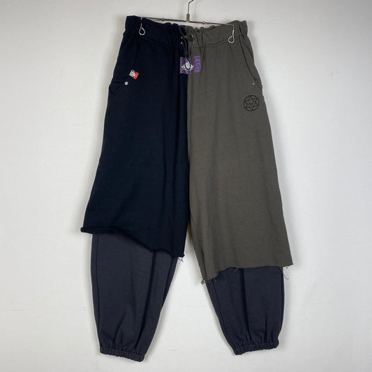 【中古品】【メンズ】 LEH レー LAYERED WIDE TRACK PANTS LEH1096 レイヤード ワイド トラックパンツ ボトムス スウェットパンツ 151-251222-yo-08-tei サイズ：S カラー：Ink Black Mix 万代Net店