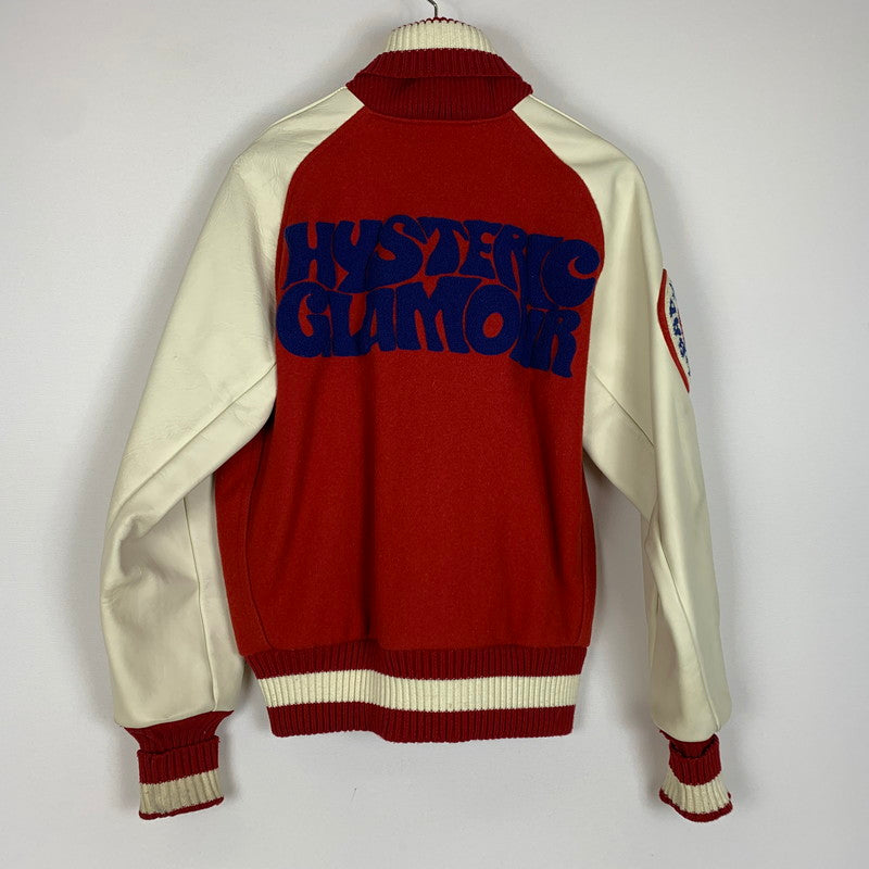 【中古品】【メンズ】 HYSTERIC GLAMOUR ヒステリックグラマー LEATHER STADIUM JACKET MADE IN USA 2AB-9462 レザー スタジアムジャケット アウター スタジャン USA製 140-251221-ko-13-tei サイズ：38 カラー：レッド 万代Net店