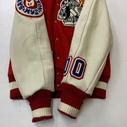 【中古品】【メンズ】 HYSTERIC GLAMOUR ヒステリックグラマー LEATHER STADIUM JACKET MADE IN USA 2AB-9462 レザー スタジアムジャケット アウター スタジャン USA製 140-251221-ko-13-tei サイズ：38 カラー：レッド 万代Net店