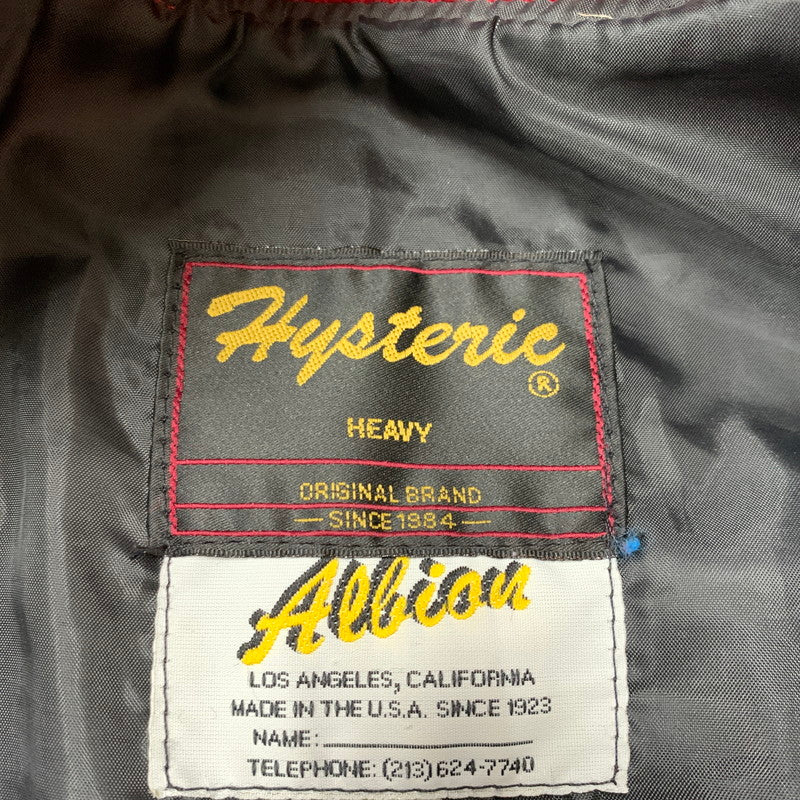 【中古品】【メンズ】 HYSTERIC GLAMOUR ヒステリックグラマー LEATHER STADIUM JACKET MADE IN USA 2AB-9462 レザー スタジアムジャケット アウター スタジャン USA製 140-251221-ko-13-tei サイズ：38 カラー：レッド 万代Net店