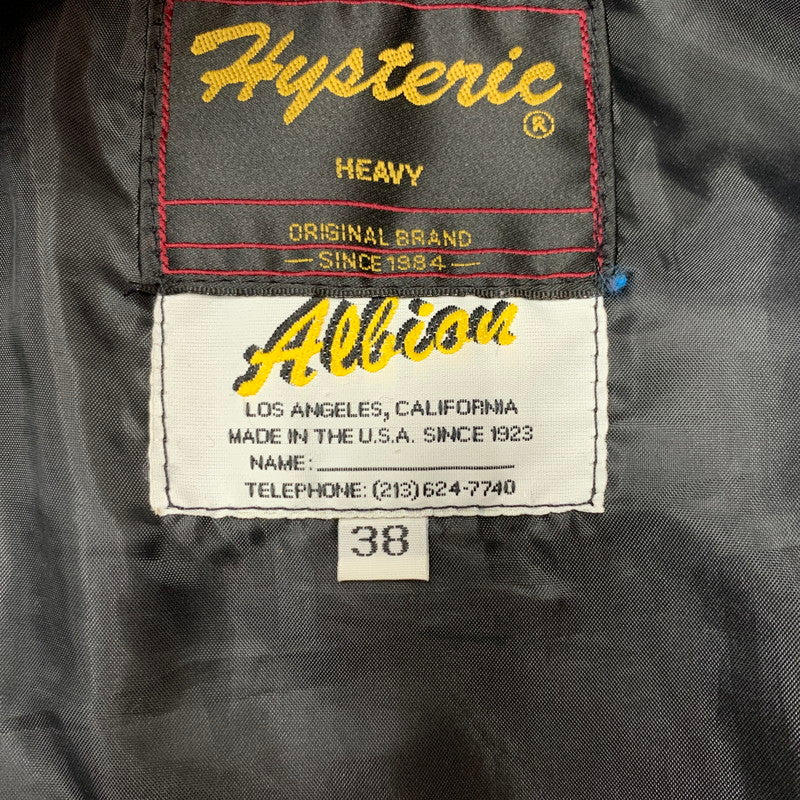 【中古品】【メンズ】 HYSTERIC GLAMOUR ヒステリックグラマー LEATHER STADIUM JACKET MADE IN USA 2AB-9462 レザー スタジアムジャケット アウター スタジャン USA製 140-251221-ko-13-tei サイズ：38 カラー：レッド 万代Net店