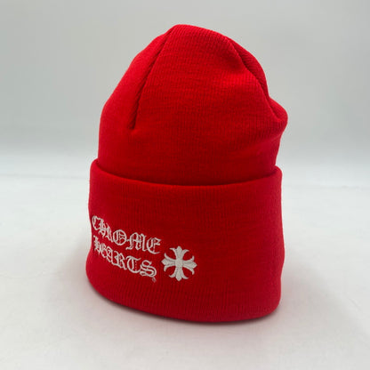 【中古美品】【メンズ】 CHROME HEARTS クロムハーツ WOOL WATCH CAP ウール ワッチ キャップ 刺繍ビーニー 帽子 190-251221-yy-03-tei カラー：レッド 万代Net店