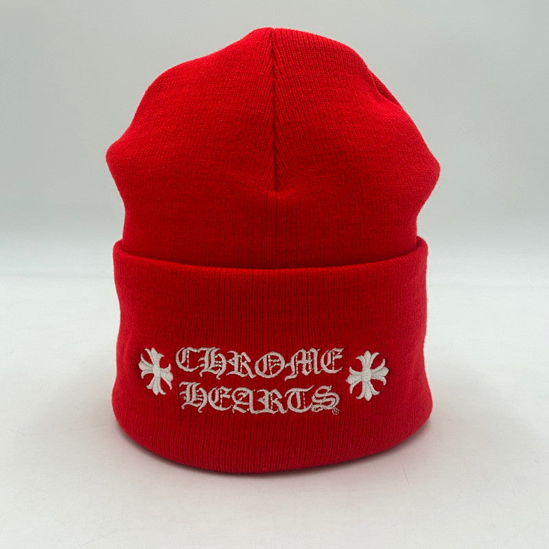 【中古美品】【メンズ】 CHROME HEARTS クロムハーツ WOOL WATCH CAP ウール ワッチ キャップ 刺繍ビーニー 帽子 190-251221-yy-03-tei カラー：レッド 万代Net店