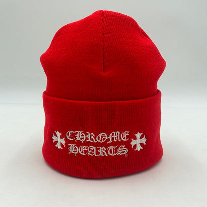 【中古美品】【メンズ】 CHROME HEARTS クロムハーツ WOOL WATCH CAP ウール ワッチ キャップ 刺繍ビーニー 帽子 190-251221-yy-03-tei カラー：レッド 万代Net店