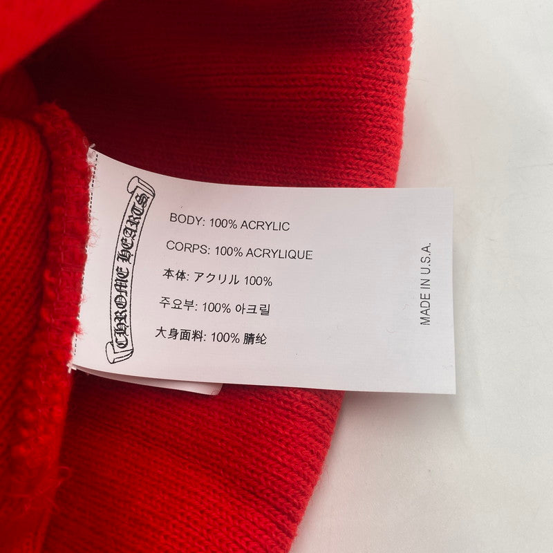 【中古美品】【メンズ】 CHROME HEARTS クロムハーツ WOOL WATCH CAP ウール ワッチ キャップ 刺繍ビーニー 帽子 190-251221-yy-03-tei カラー：レッド 万代Net店