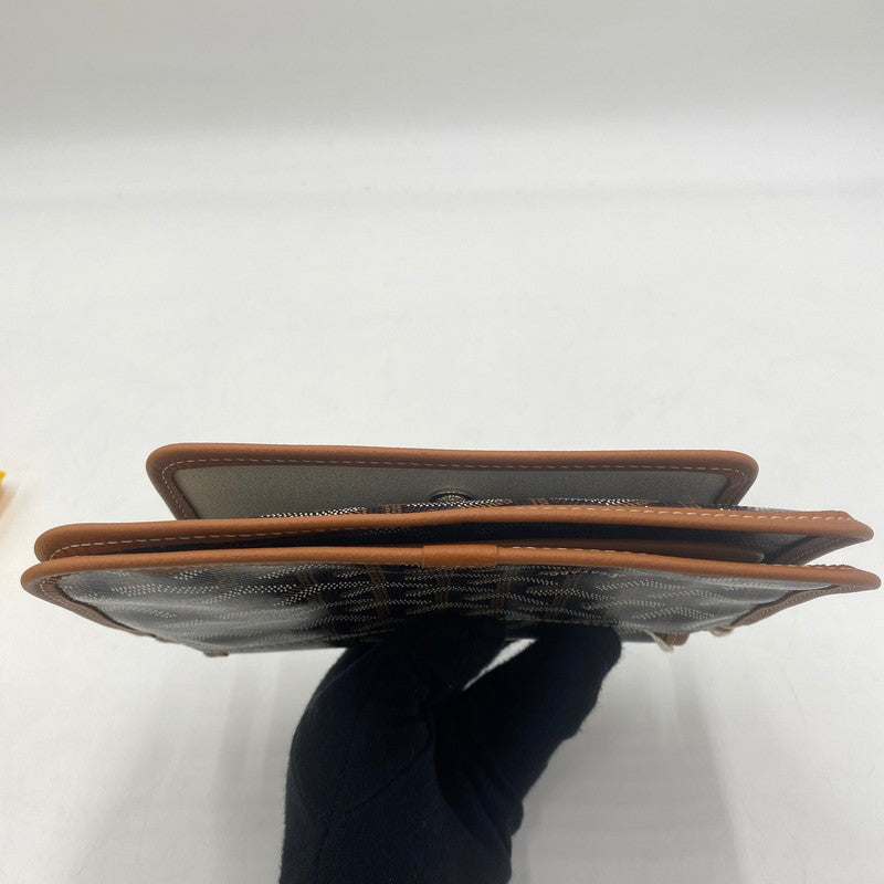 【中古美品】【メンズ/レディース】 GOYARD ゴヤール プリュメ ポーチウォレット カバン ショルダーバッグ 180-251221-yy-06-tei カラー：ブラック＆タン 万代Net店