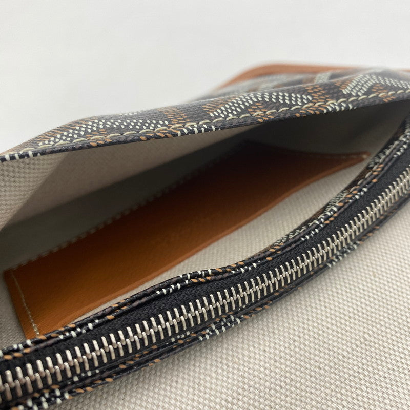 【中古美品】【メンズ/レディース】 GOYARD ゴヤール プリュメ ポーチウォレット カバン ショルダーバッグ 180-251221-yy-06-tei カラー：ブラック＆タン 万代Net店