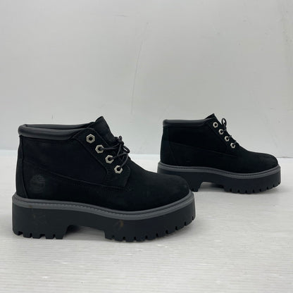 【中古品】【レディース】 Timberland ティンバーランド STONE STREET WATERPROOF PLATFORM CHUKKA BOOTS TB1A5REN015 ストーン ストリート ウォータープルーフ プラットフォーム チャッカ ブーツ 靴 シューズ 167-260302-yo-06-tei サイズ：22.5cm カラー：ブラック 万代Net店