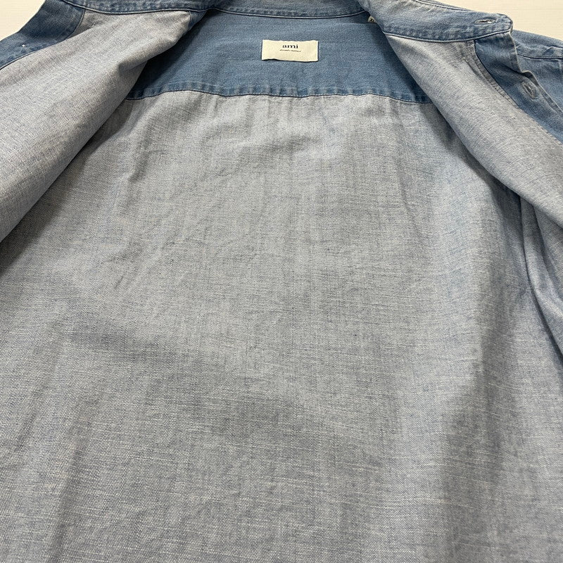 【中古品】【メンズ】 ami alexandre mattiussi アミアレクサンドレマチウシ SMALL A HEART DENIM SHIRT HSH135.DE0022 スモール A ハート デニムシャツ 長袖 トップス 141-251224-ks-03-tei サイズ：XL カラー：インディゴ 万代Net店