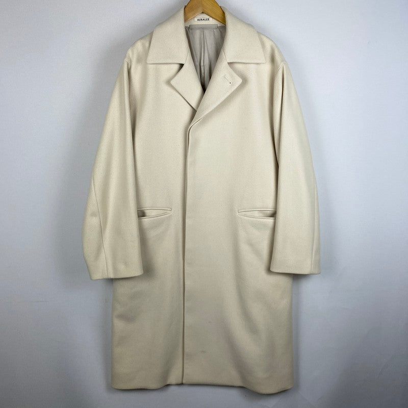 【中古品】【メンズ】 AURALEE オーラリー WOOL SILK MELTON SOUTIEN COLLAR COAT A9AC01SN ウール シルク メルトン ステンカラーコート ライトアウター 140-251225-yy-20-tei サイズ：3 カラー：ホワイト 万代Net店