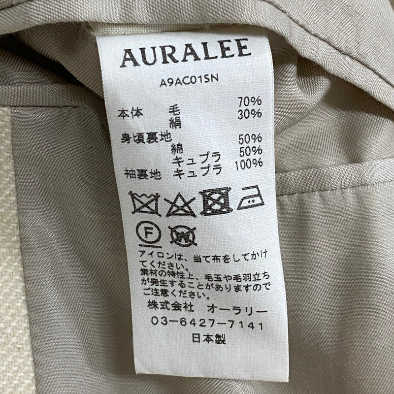 【中古品】【メンズ】 AURALEE オーラリー WOOL SILK MELTON SOUTIEN COLLAR COAT A9AC01SN ウール シルク メルトン ステンカラーコート ライトアウター 140-251225-yy-20-tei サイズ：3 カラー：ホワイト 万代Net店