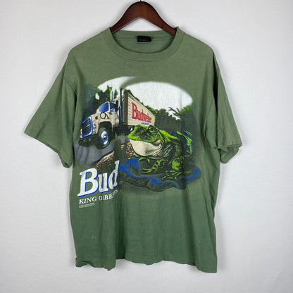 【ジャンク品】【メンズ】 CHANGES チェンジーズ 90's BUDWEISER FLOGS S/S T-SHIRT バドワイザー フロッグ ショートスリーブ Tシャツ 半袖 トップス 145-251226-ks-05-tei サイズ：XL カラー：グリーン 万代Net店