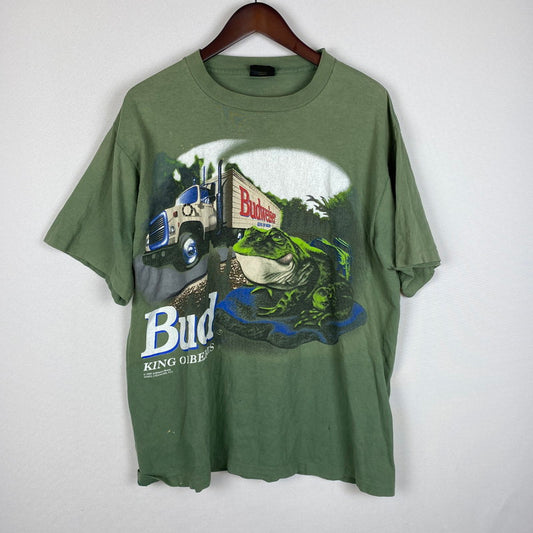 【ジャンク品】【メンズ】 CHANGES チェンジーズ 90's BUDWEISER FLOGS S/S T-SHIRT バドワイザー フロッグ ショートスリーブ Tシャツ 半袖 トップス 145-251226-ks-05-tei サイズ：XL カラー：グリーン 万代Net店