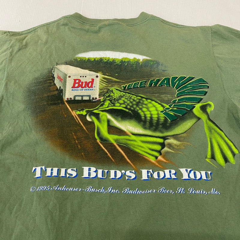 【ジャンク品】【メンズ】 CHANGES チェンジーズ 90's BUDWEISER FLOGS S/S T-SHIRT バドワイザー フロッグ ショートスリーブ Tシャツ 半袖 トップス 145-251226-ks-05-tei サイズ：XL カラー：グリーン 万代Net店
