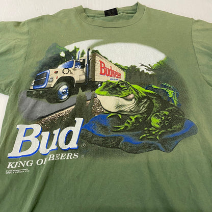 【ジャンク品】【メンズ】 CHANGES チェンジーズ 90's BUDWEISER FLOGS S/S T-SHIRT バドワイザー フロッグ ショートスリーブ Tシャツ 半袖 トップス 145-251226-ks-05-tei サイズ：XL カラー：グリーン 万代Net店